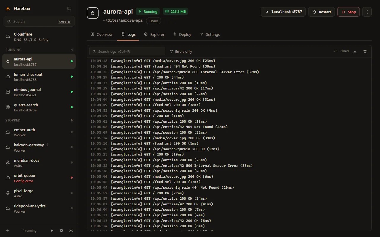 Local wrangler logs with filtering