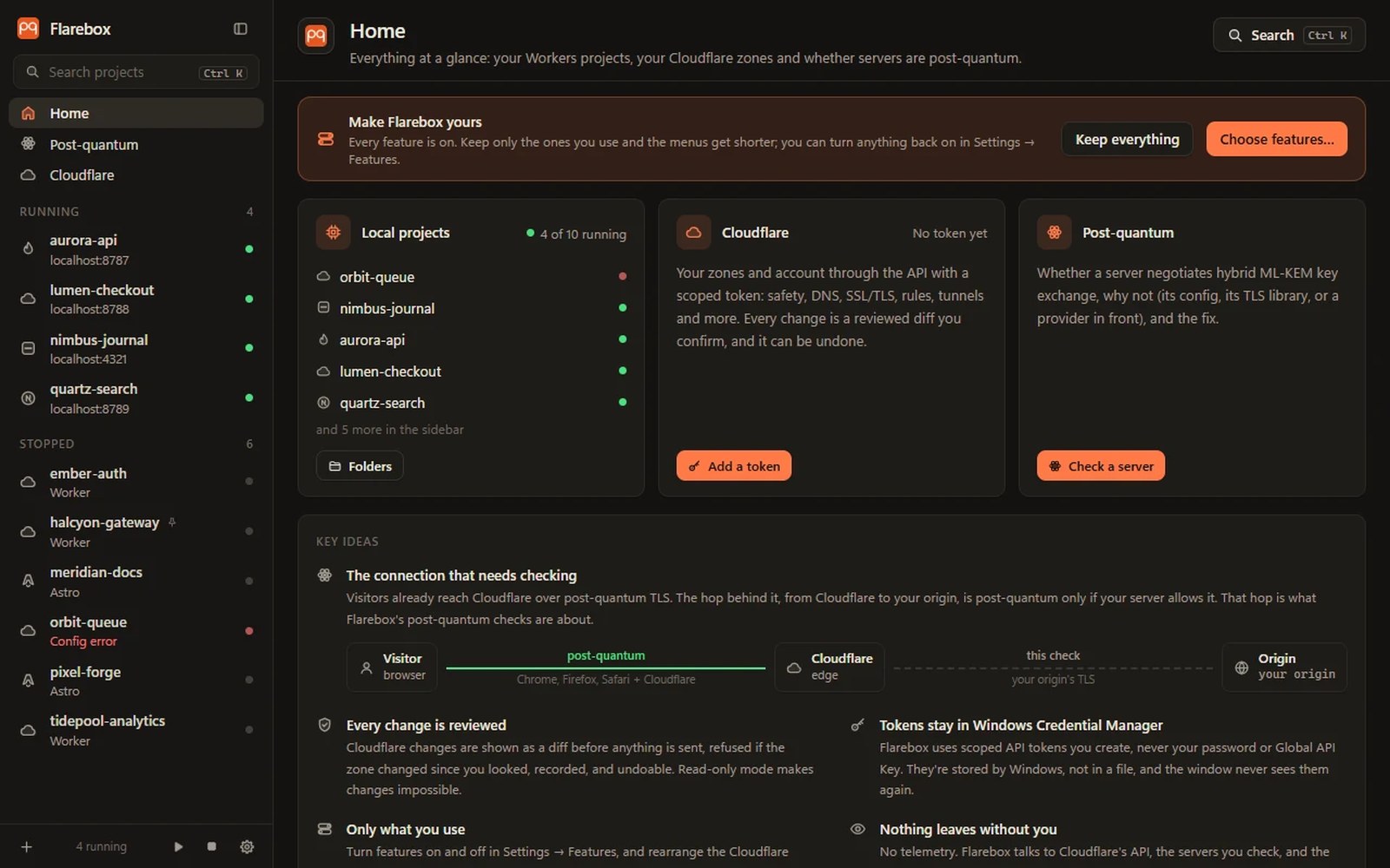 The new Home page after the 0.2.2 redesign