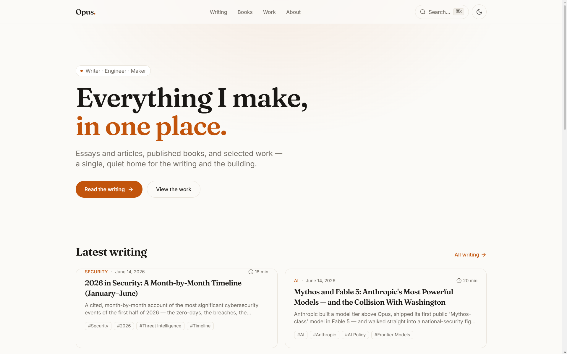 Opus β Personal Creator Platform (Writing Β· Books Β· Work)